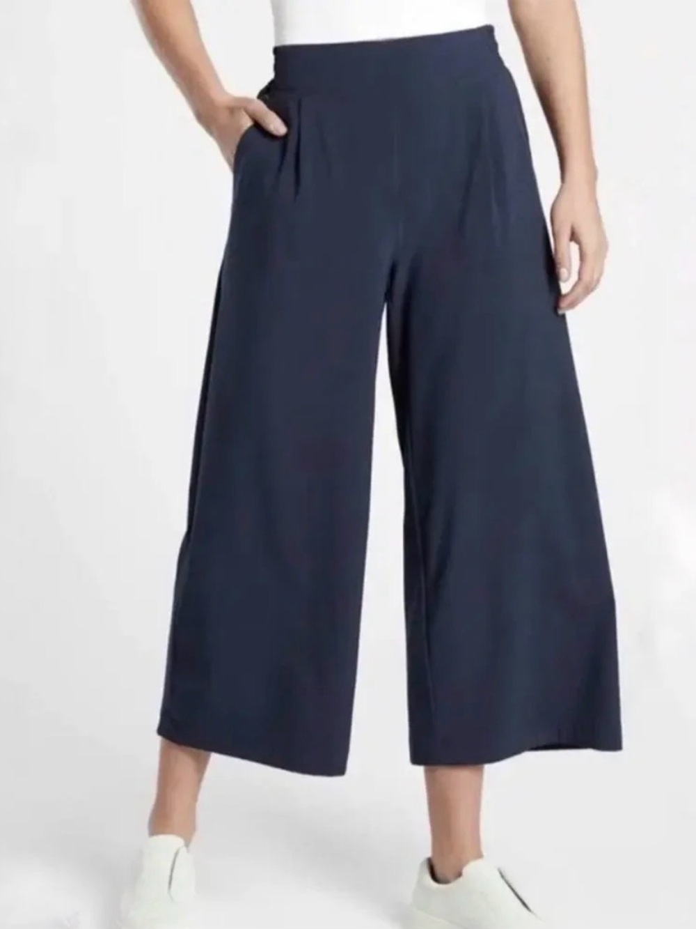 Athleta Wide Leg Cropped Pants - Navy